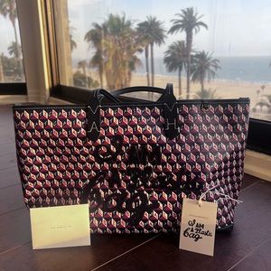 Anya Hindmarch Red, White + Blue “I am a plastic bag” recycled plastic tote